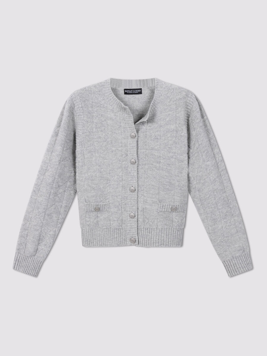 Spongy cashmere cardigan with logo buttons image number 2