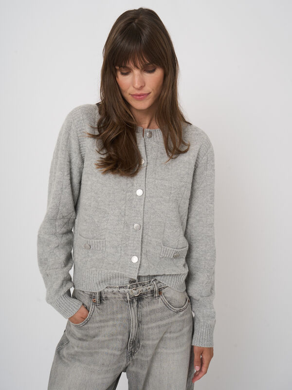 Spongy cashmere cardigan with logo buttons image number 3
