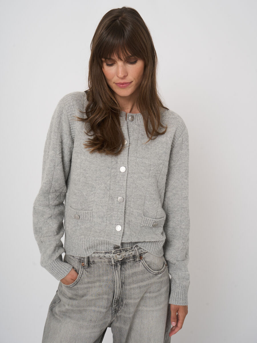Spongy cashmere cardigan with logo buttons image number 3