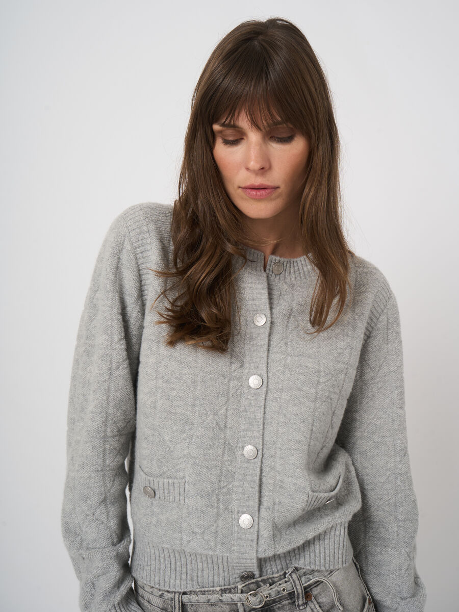 Spongy cashmere cardigan with logo buttons image number 4