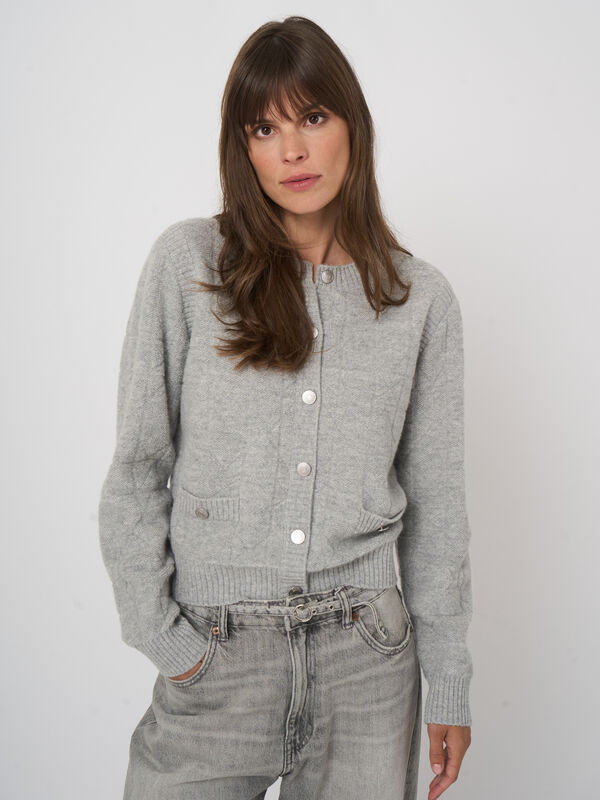 Spongy cashmere cardigan with logo buttons image number 5