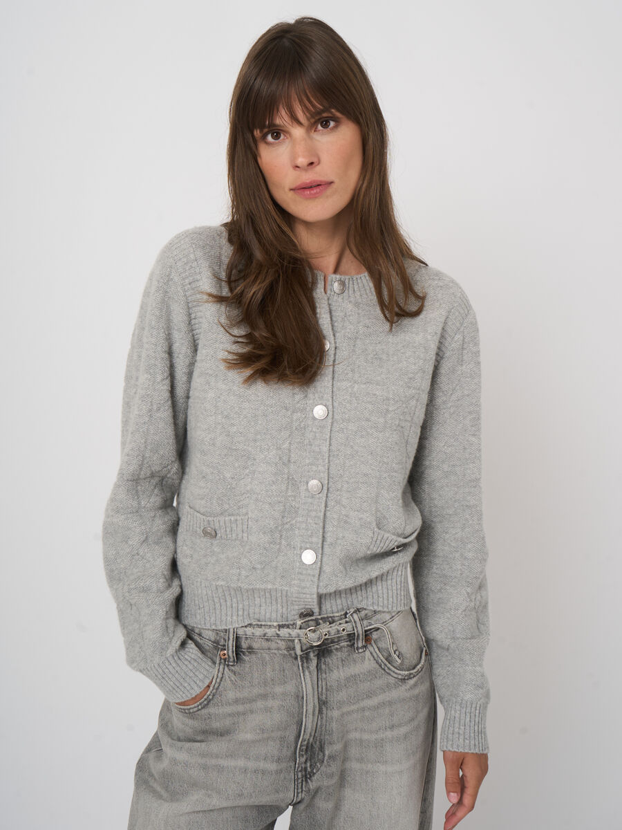 Spongy cashmere cardigan with logo buttons image number 5