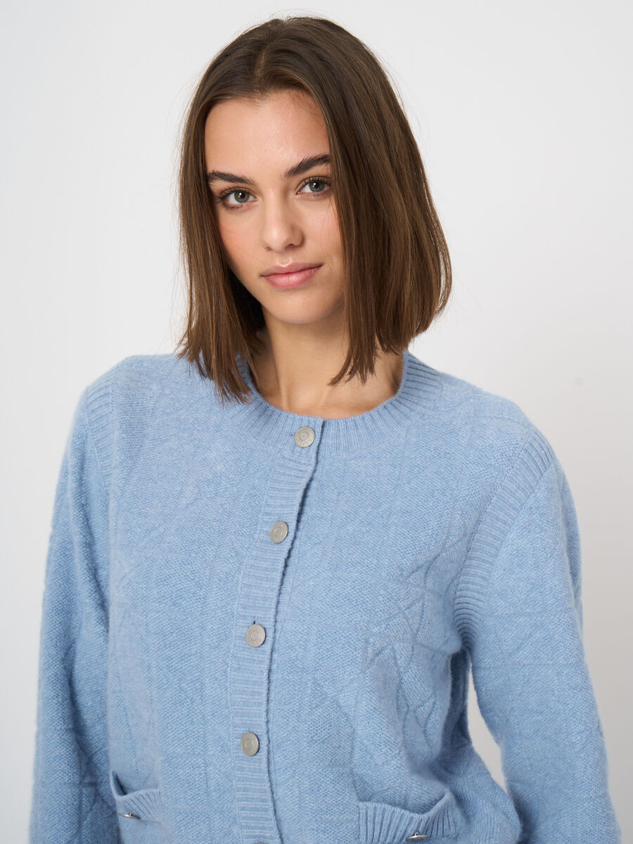 Spongy cashmere cardigan with logo buttons image number 1
