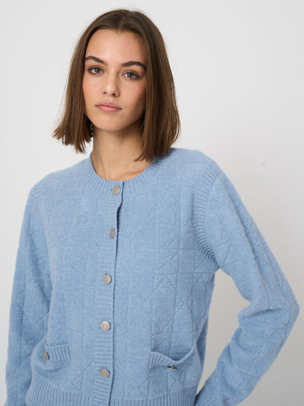 Cardigan en cachemire, maille moelleuse, boutons logo REPEAT image number 2