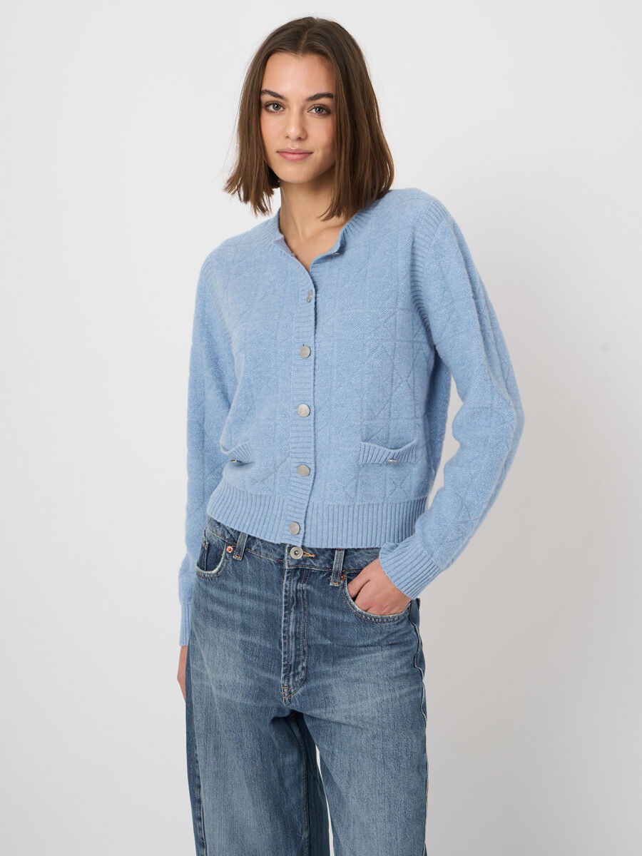 Spongy cashmere cardigan with logo buttons image number 3