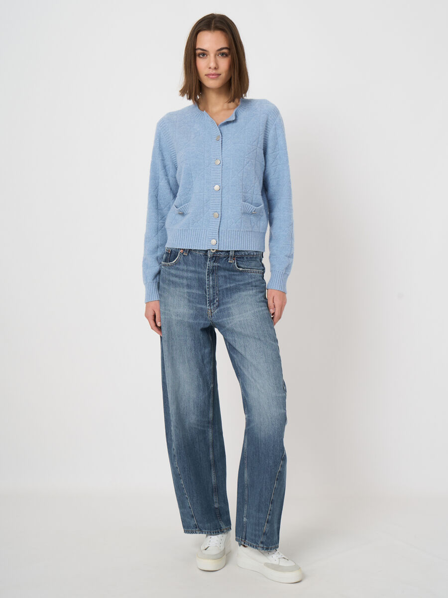 Spongy cashmere cardigan with logo buttons image number 5