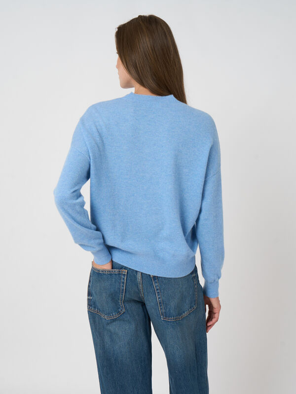 Cashmere trui met split hals image number 9