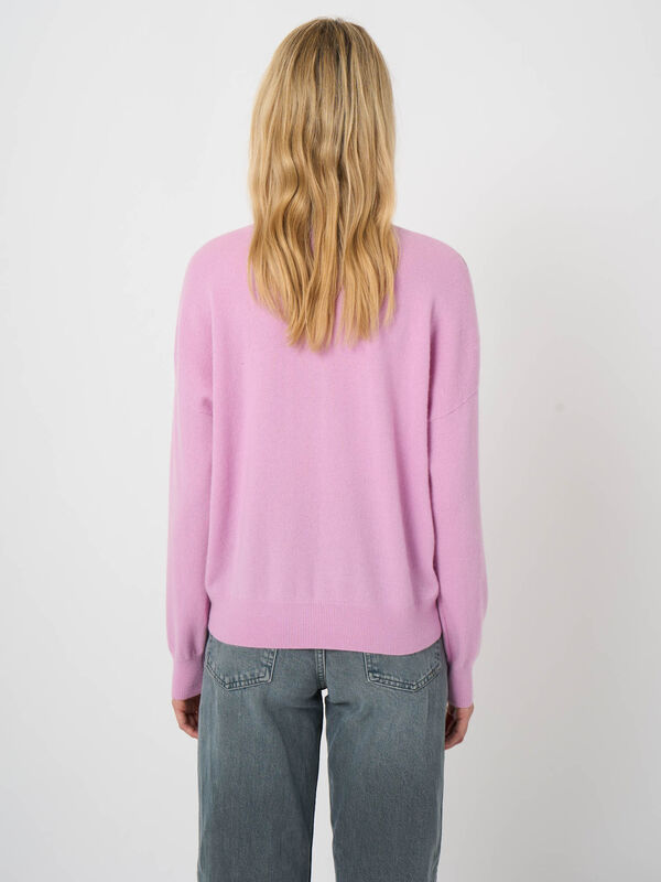 Kaschmirpullover mit Schlitz-Ausschnitt und feinen Fransen image number 2