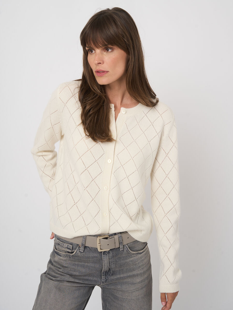 Soft 100% cashmere pointelle cardigan image number 0