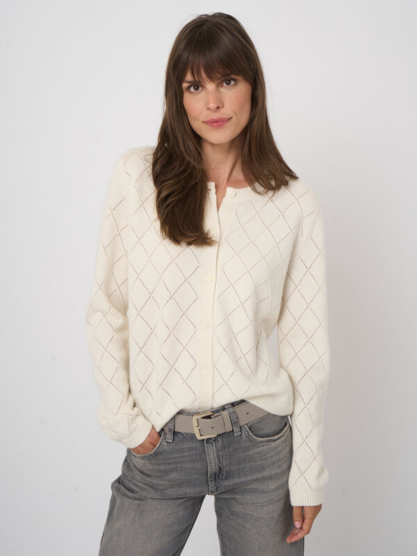 Weicher Damen-Cardigan aus 100% Kaschmir mit Ajourmuster image number 2