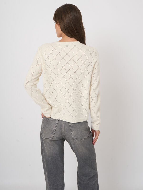 Weicher Damen-Cardigan aus 100% Kaschmir mit Ajourmuster image number 5