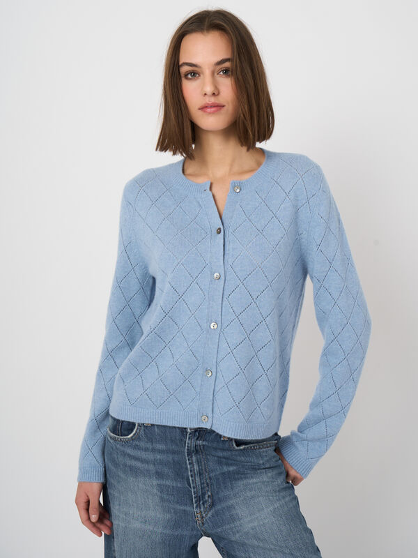Soft 100% cashmere pointelle cardigan image number 0