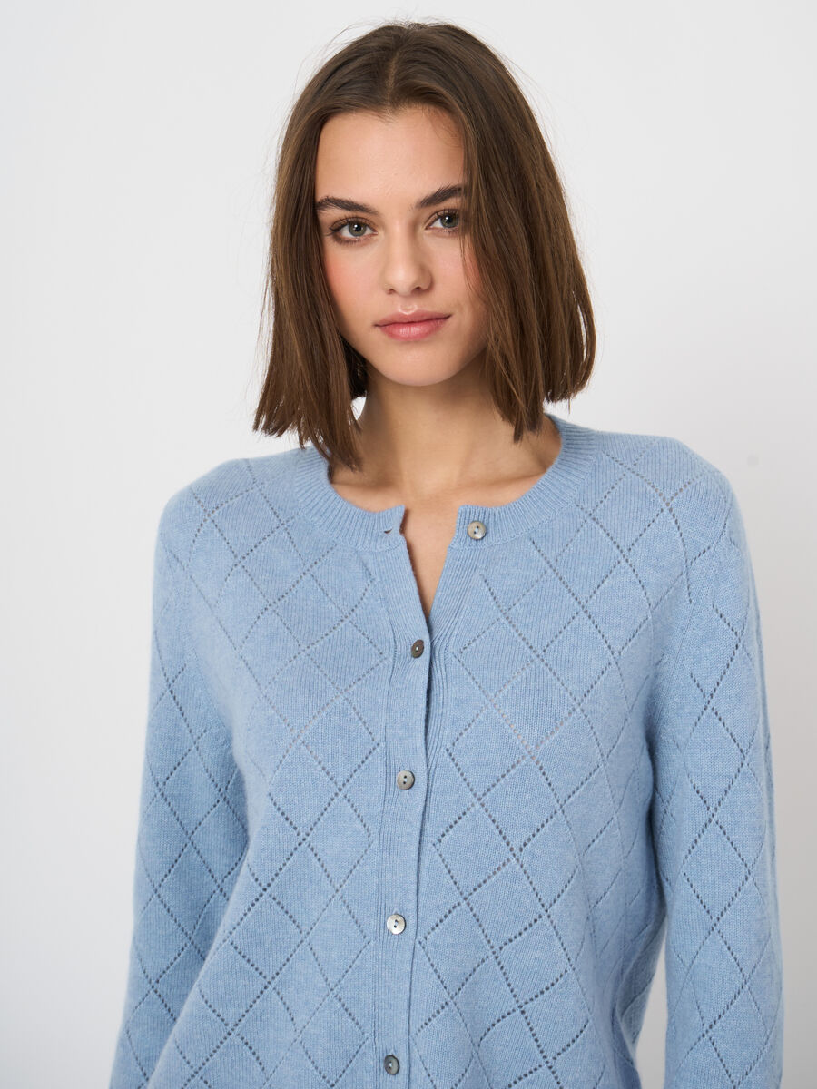 Soft 100% cashmere pointelle cardigan image number 1