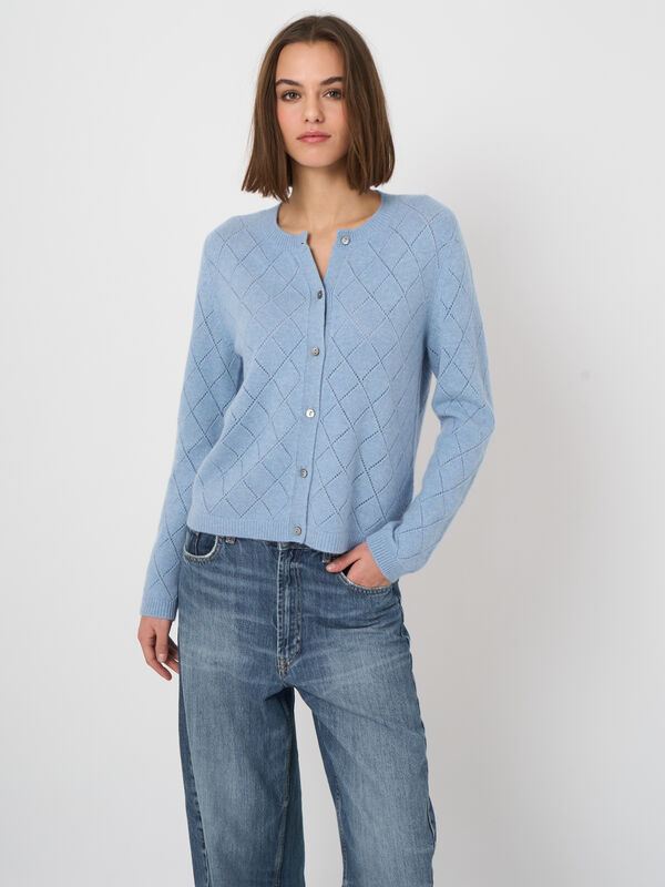 Soft 100% cashmere pointelle cardigan image number 2