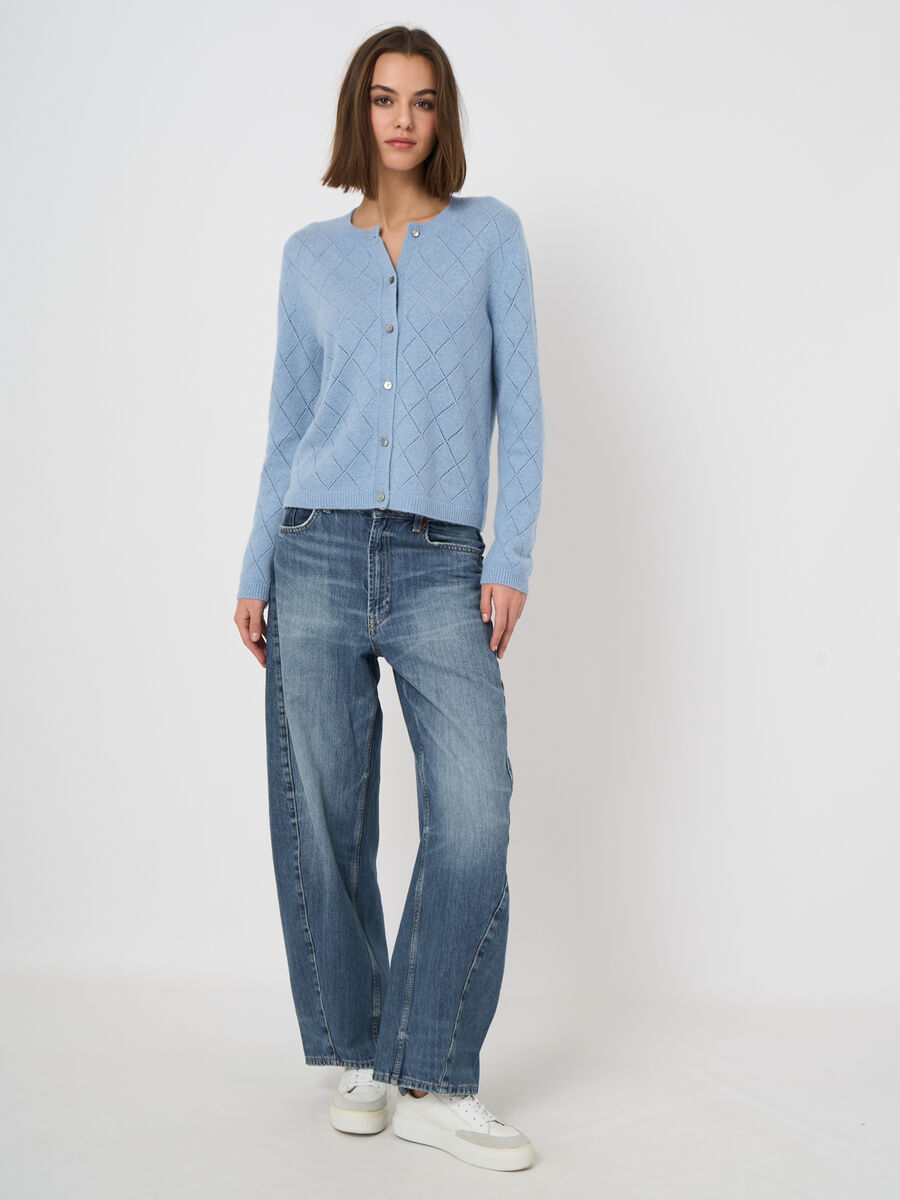 Soft 100% cashmere pointelle cardigan image number 4