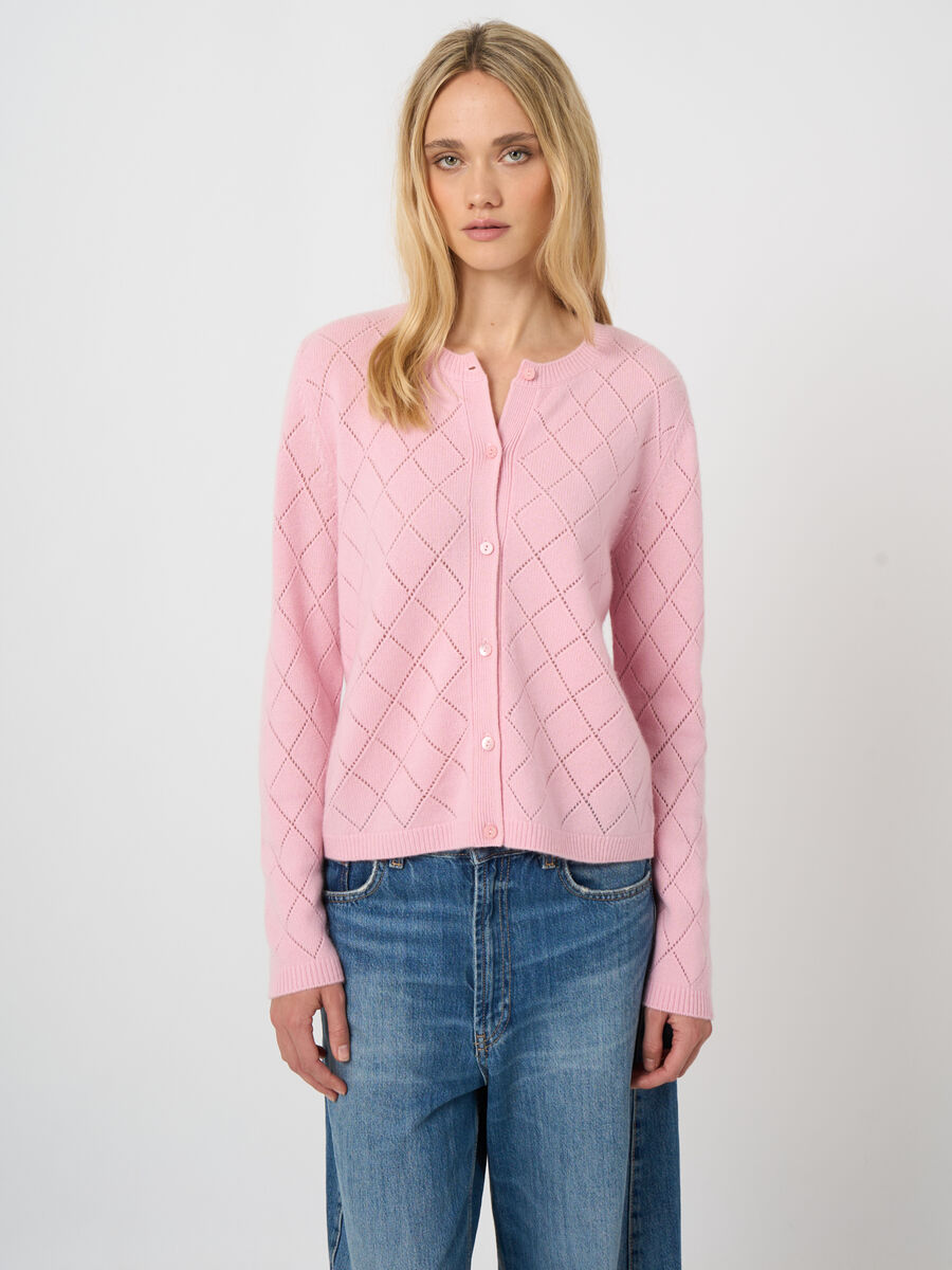 Soft 100% cashmere pointelle cardigan image number 0