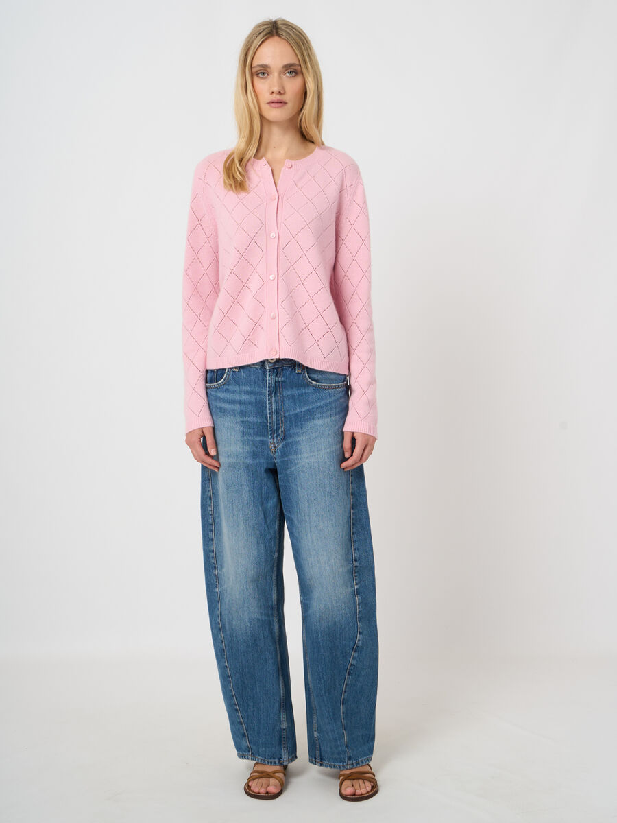 Soft 100% cashmere pointelle cardigan image number 1