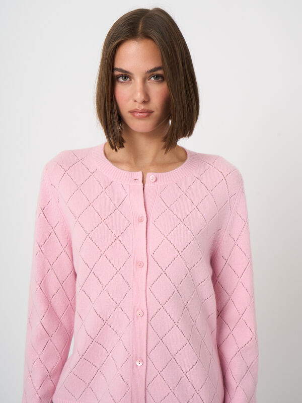 Weicher Damen-Cardigan aus 100% Kaschmir mit Ajourmuster image number 1