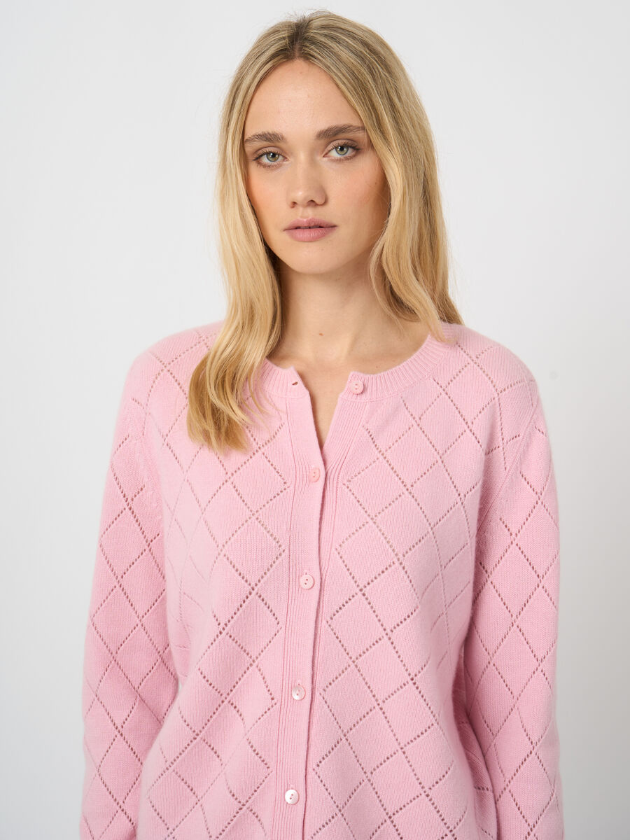 Soft 100% cashmere pointelle cardigan image number 3