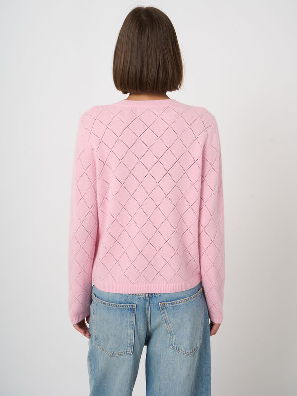 Weicher Damen-Cardigan aus 100% Kaschmir mit Ajourmuster image number 3