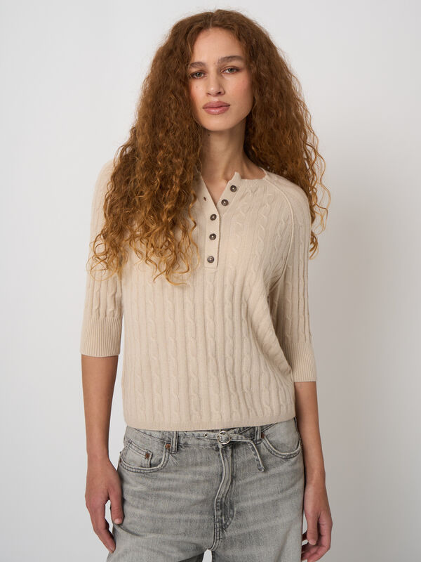 Kabelgebreide trui van 100% cashmere image number 0