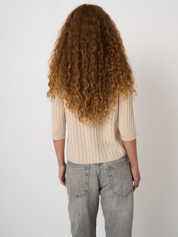 Kabelgebreide trui van 100% cashmere image number 3
