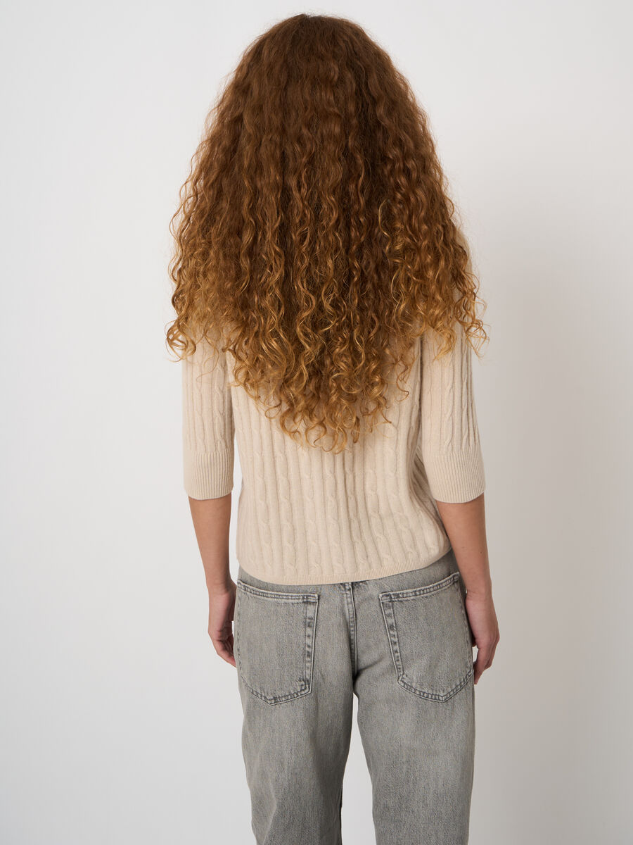 Pull en cachemire 100% torsad&eacute;, col boutonn&eacute; image number 3