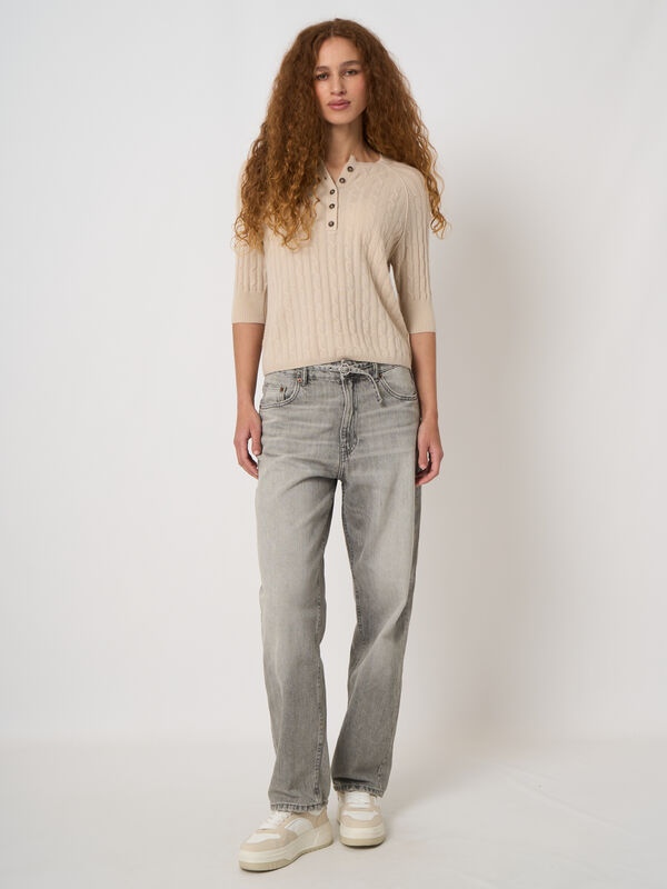 Kabelgebreide trui van 100% cashmere image number 4