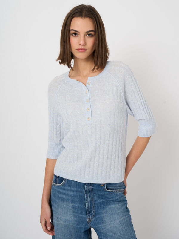 100% cashmere cable-knit sweater image number 0