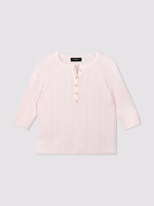 Pull en cachemire 100% torsad&eacute;, col boutonn&eacute;