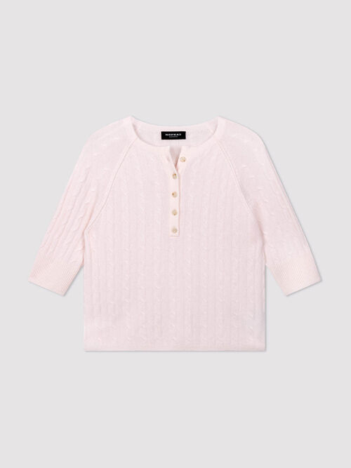 Pull en cachemire 100% torsad&eacute;, col boutonn&eacute;