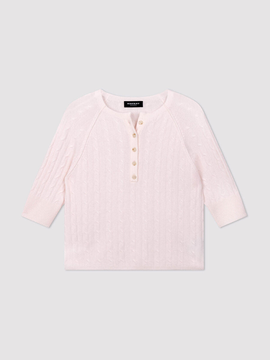 100% cashmere cable-knit sweater image number 1