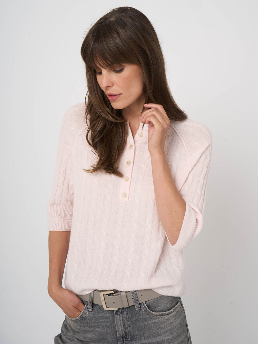 100% cashmere cable-knit sweater image number 2