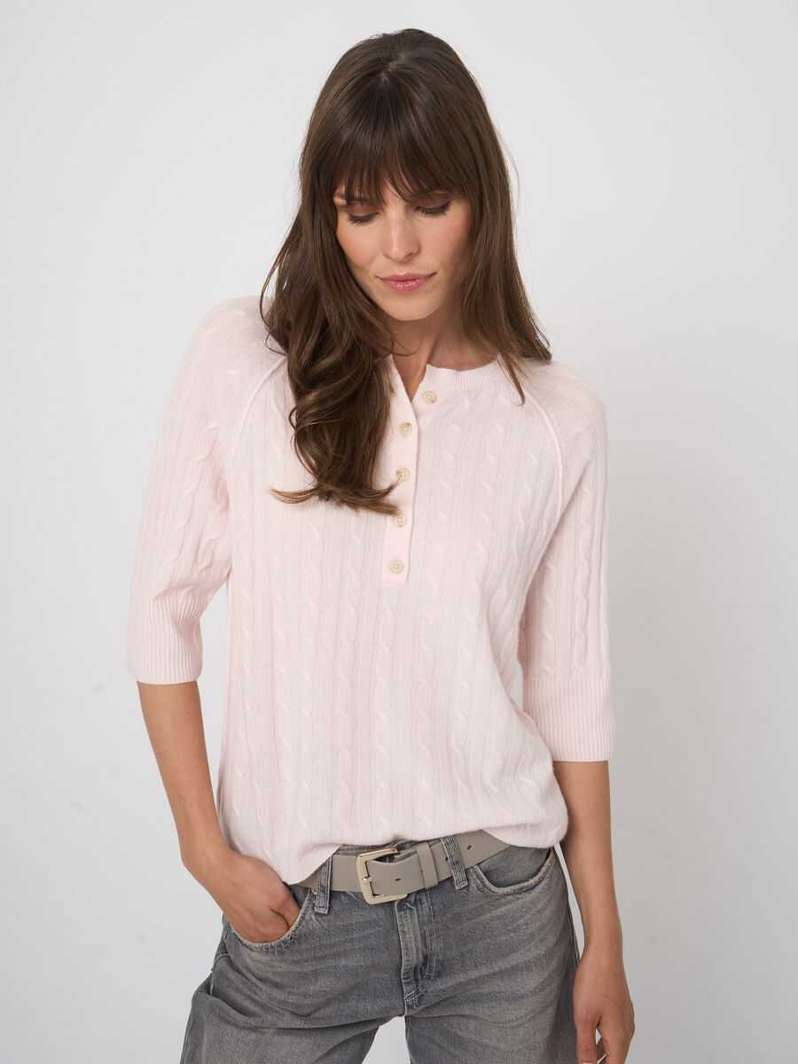 Pull en cachemire 100% torsad&eacute;, col boutonn&eacute; image number 5