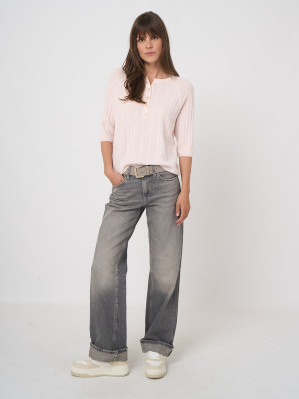 Pull en cachemire 100% torsad&eacute;, col boutonn&eacute; image number 6