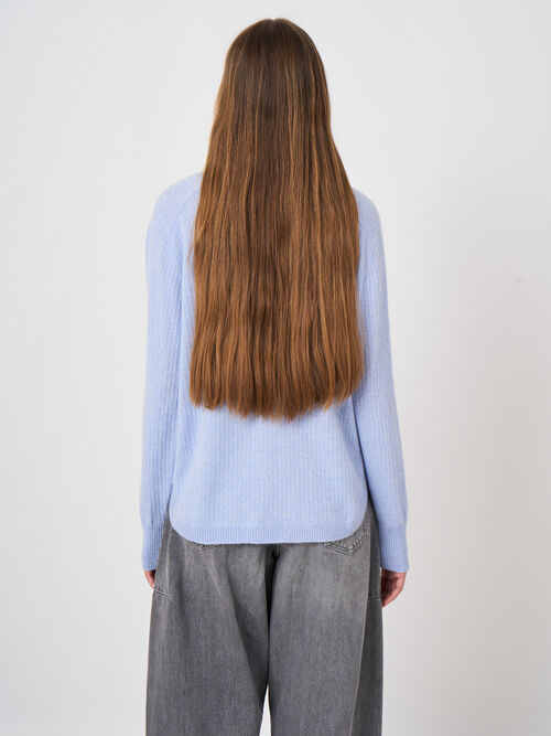 Organic Cashmere V-Neck Sweater with Refined Neckline