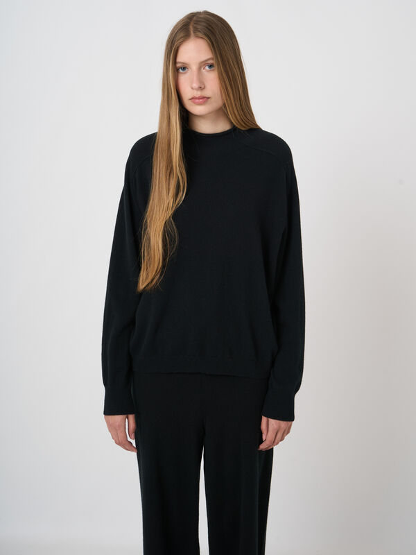 Organic Cashmere Stand-Collar Sweater with Seam Details image number 0