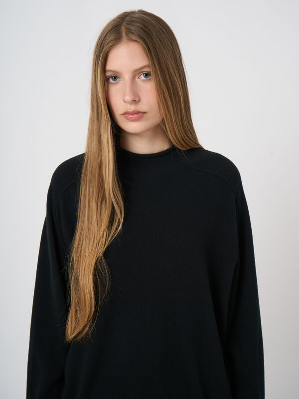 Organic Cashmere Stand-Collar Sweater with Seam Details image number 1