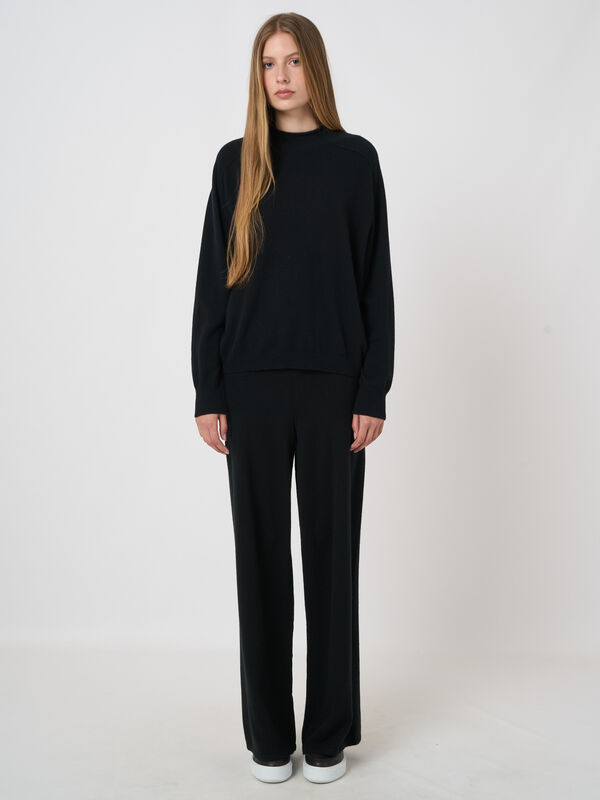 Organic Cashmere Stand-Collar Sweater with Seam Details image number 3