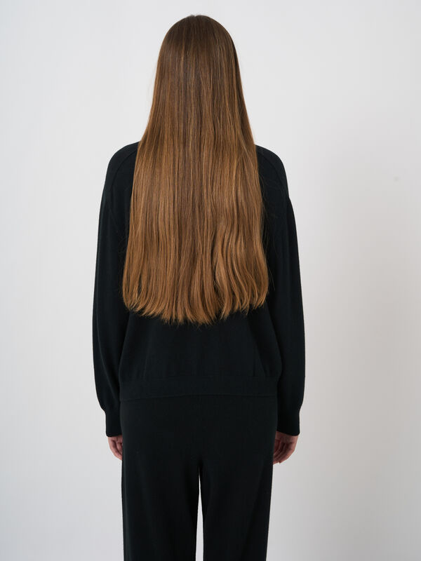 Organic Cashmere Stand-Collar Sweater with Seam Details image number 4