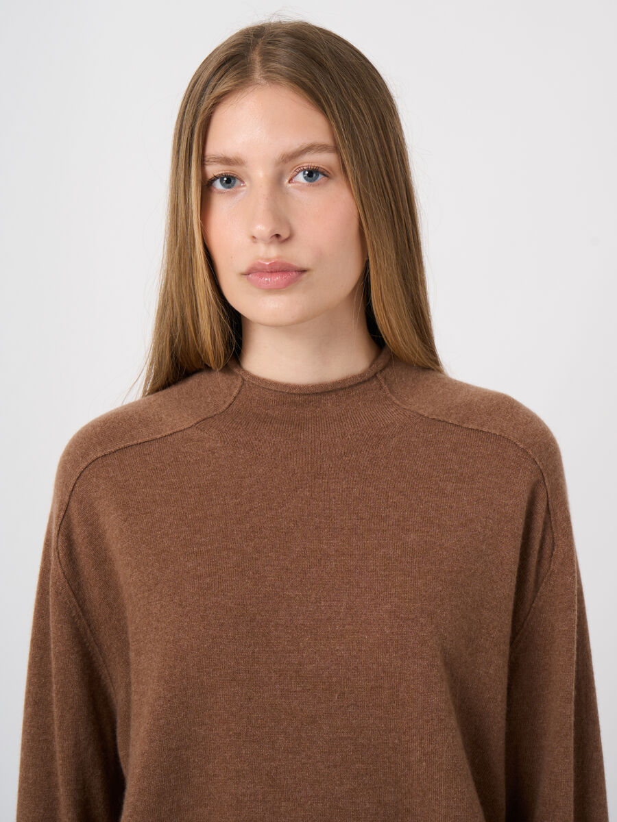 Organic Cashmere Stand-Collar Sweater with Seam Details image number 0