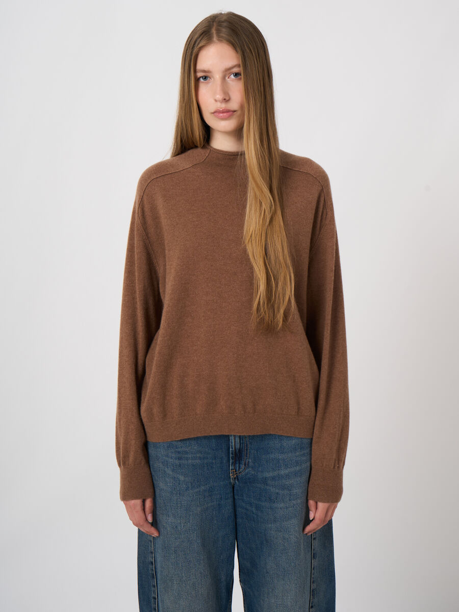Organic Cashmere Stand-Collar Sweater with Seam Details image number 1
