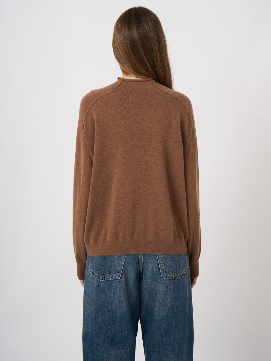 Organic Cashmere Stand-Collar Sweater with Seam Details image number 2