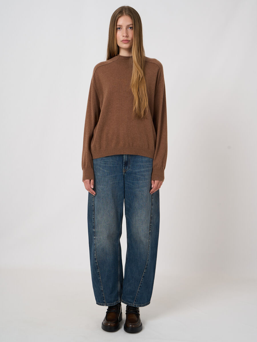 Organic Cashmere Stand-Collar Sweater with Seam Details image number 3