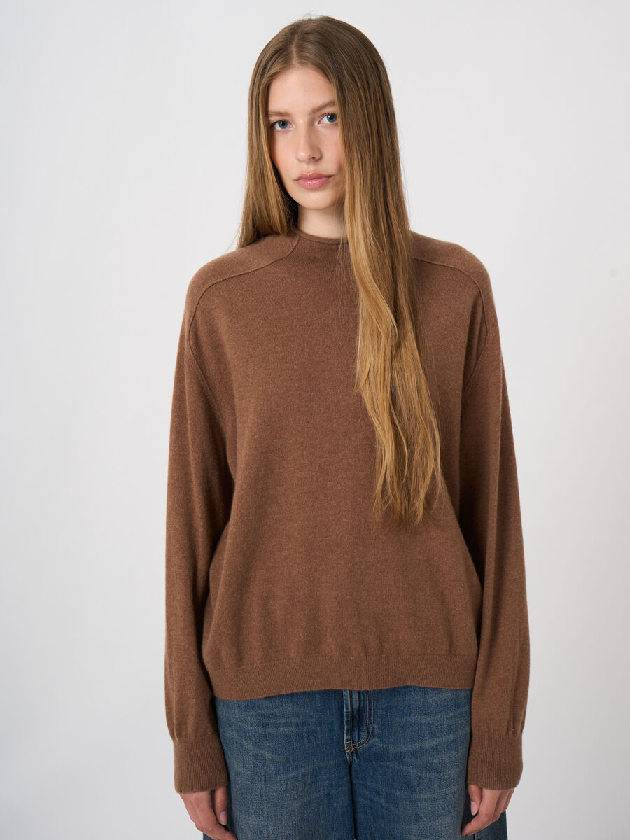Organic Cashmere Stand-Collar Sweater with Seam Details image number 4