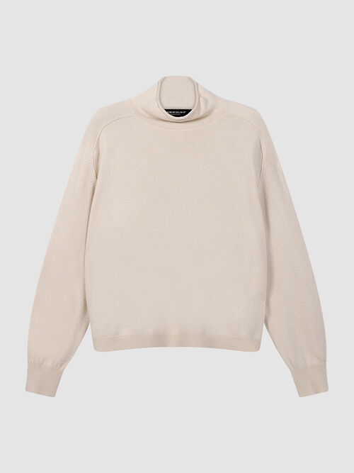 Organic Cashmere Stand-Collar Sweater with Seam Details