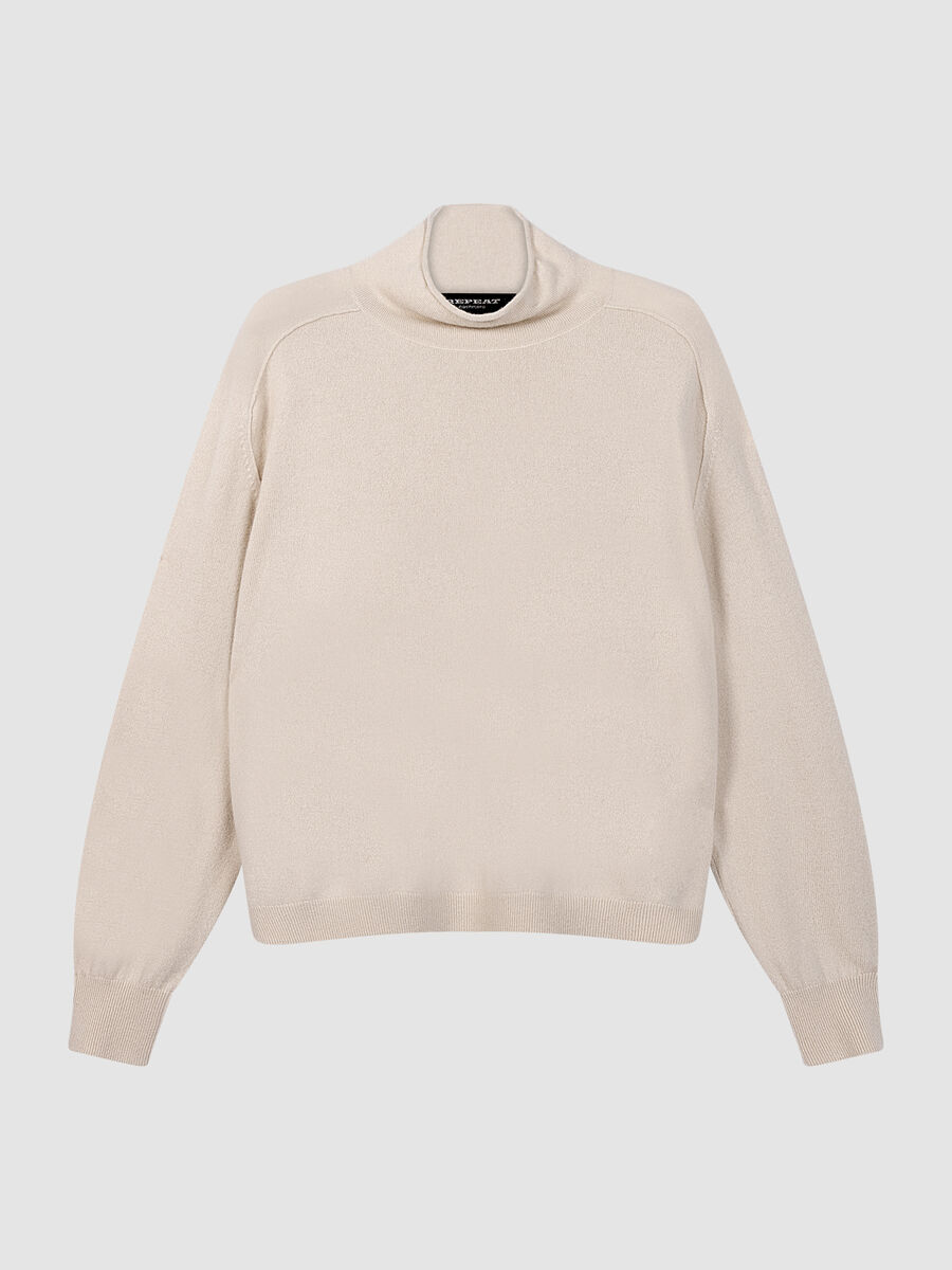 Organic Cashmere Stand-Collar Sweater with Seam Details image number 1