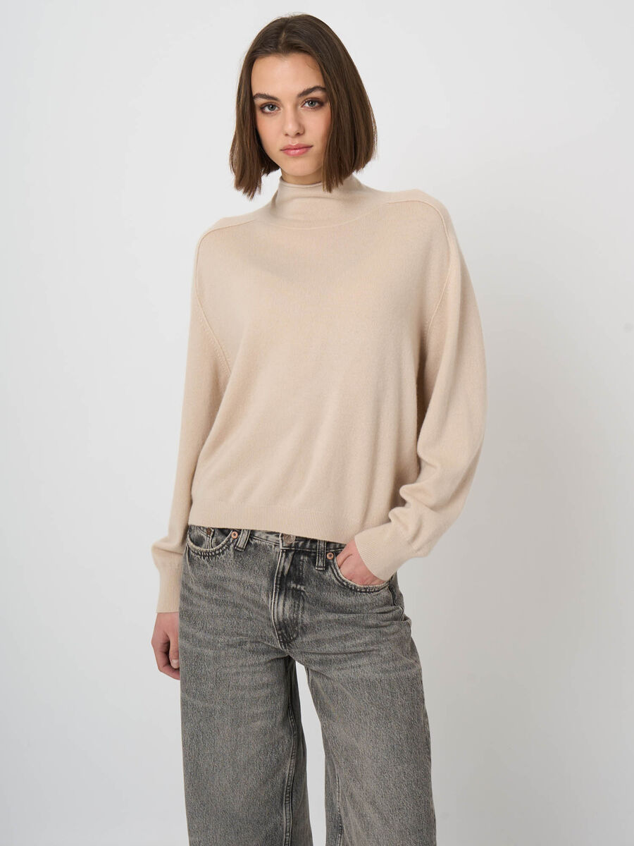 Organic Cashmere Stand-Collar Sweater with Seam Details image number 3