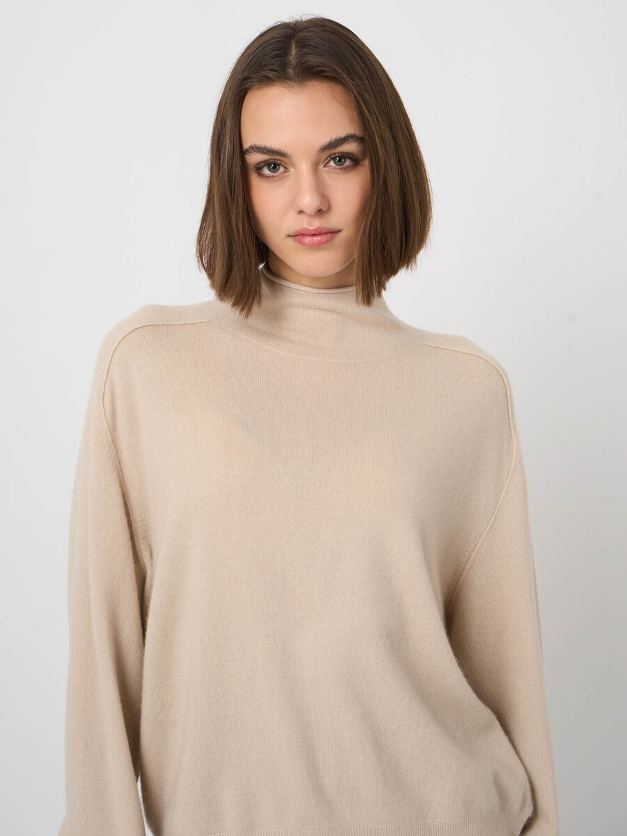 Organic Cashmere Stand-Collar Sweater with Seam Details image number 4