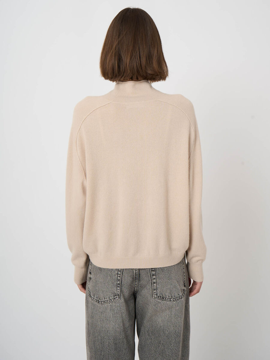 Organic Cashmere Stand-Collar Sweater with Seam Details image number 5